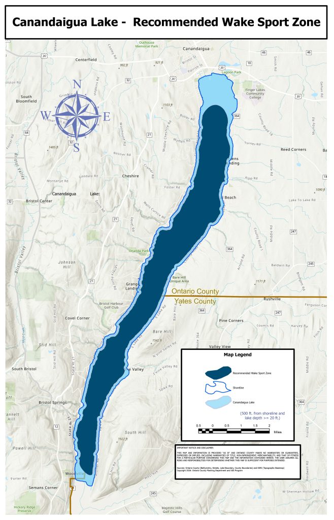 Canandaigua Lake Recommended Wake Sport Zone Map for Avenza